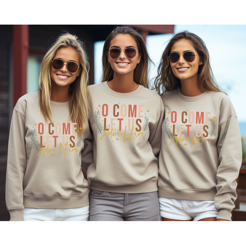 O Come Let Us Adore Him Sweatshirt, Religious Christmas Gifts, Christmas New Year Hoodie, Adore Her Hoodie, Jesus Tee.jpg