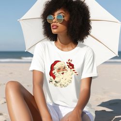 retro santa shirt, women's christmas top, classic santa tee, holiday season shirt, ladies christmas top, retro xmas atti
