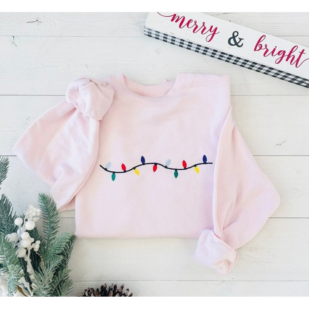 Christmas Lights Sweatshirt, Christmas Embroidered Sweatshirt, Christmas Sweatshirt, Embroidered Christmas Sweatshirt, Festive Sweatshirt.jpg