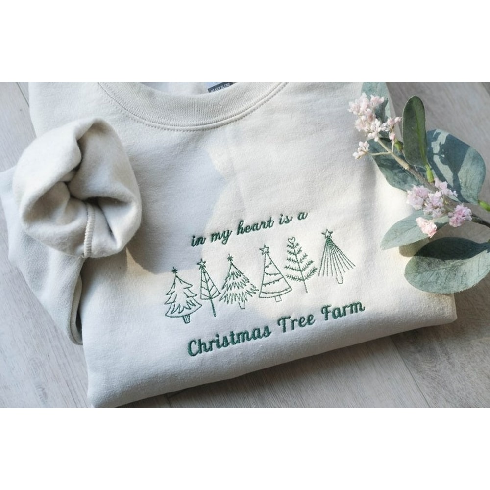 Christmas Tree Farm TS Embroidered Sweatshirt, Christmas Swifties gift crewneck, Christmas Swifties,My heart is a Christmas tree farm 1989.jpg