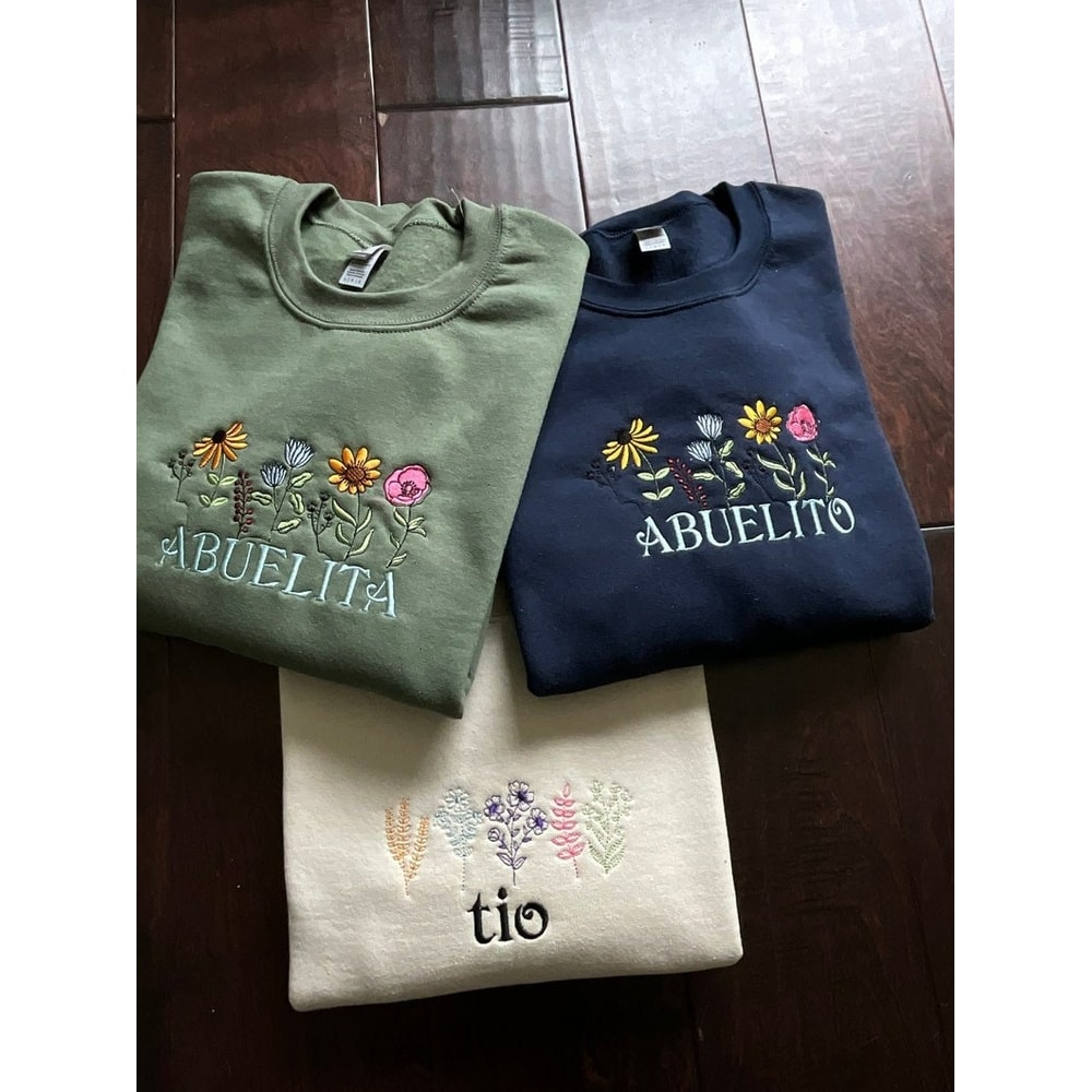 Custom Text Embroidered Sweatshirt, Embroidered wildflower sweatshirt, Floral Sweatshirt, Embroidered Floral Hoodie, Holiday Gift.jpg