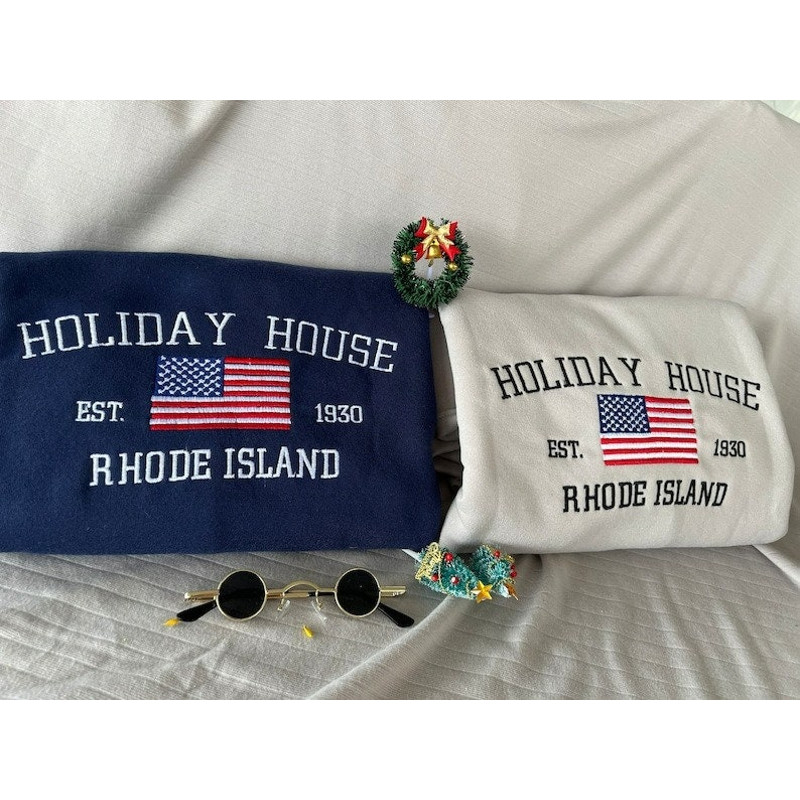 Holiday House Sw.if.tie embroidery Sweatshirt, Holiday House, Rhode Island,Embroidered Gifts For Friends.jpg