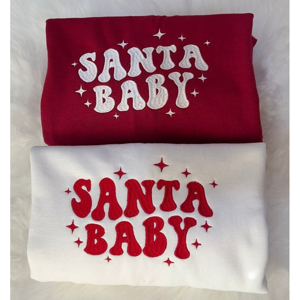 Santa Baby Embroidered Christmas sweatshirt, Embroidered Winter Sweater, Embroidered Sweatshirt.jpg