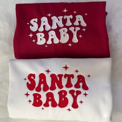 santa baby embroidered christmas sweatshirt, embroidered winter sweater, embroidered sweatshirt