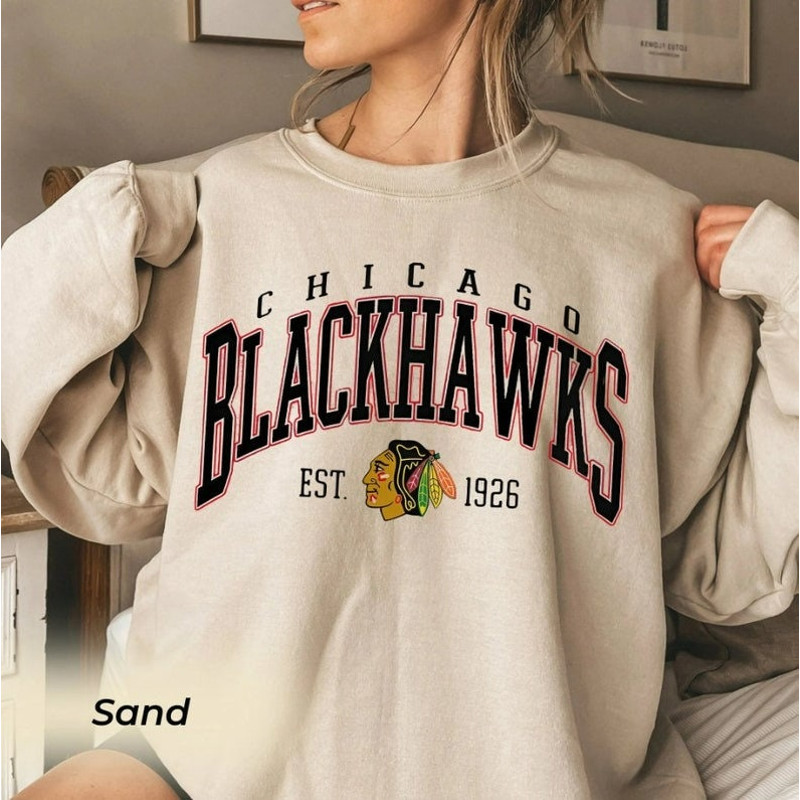 Vintage Chicago Blackhawks Sweatshirt, Blackhawks Tee, Hockey Sweatshirt, College Sweater, Hockey Fan Shirt, Chicago Hockey Shirt.jpg