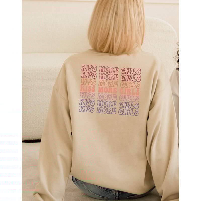 Aesthetic Lesbian Hoodie, LGBTQ Sweatshirt, Women's Pride Month Shirt, Lesbian Pride Shirt, Kiss More Girls T-shirt, LGBTQ Ally Gifts.jpg