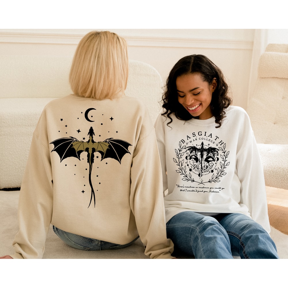 Basgiath War College Double-Sided Sweatshirt, Fourth Wing Riders & Fly or Die Design, Violet Sorrengail Bookish Hoodie.jpg