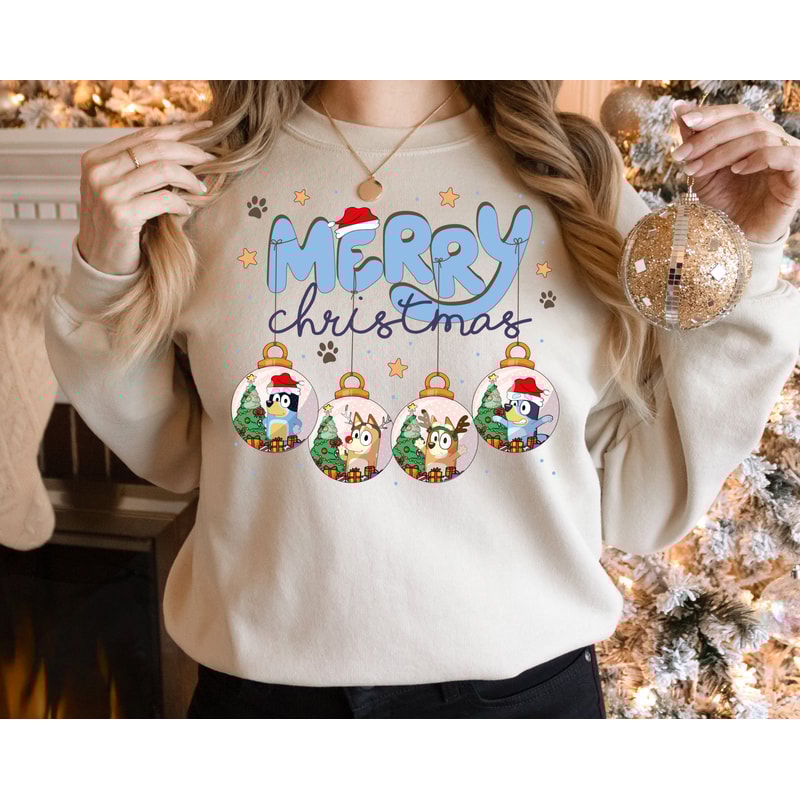 Bluey Family Christmas Ball Sweatshirt, Bluey And Bingo Christmas sweatshirt, Bluey Family Christmas Sweatshirt, Bluey Christmas Matching.jpg