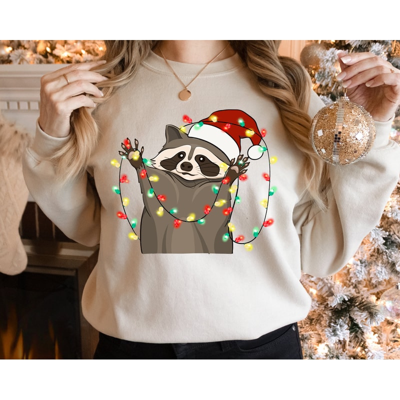 Christmas Raccoon sweatshirt, Raccoon Lover Sweatshirt, Raccoon, Kids Animal hoodie.jpg