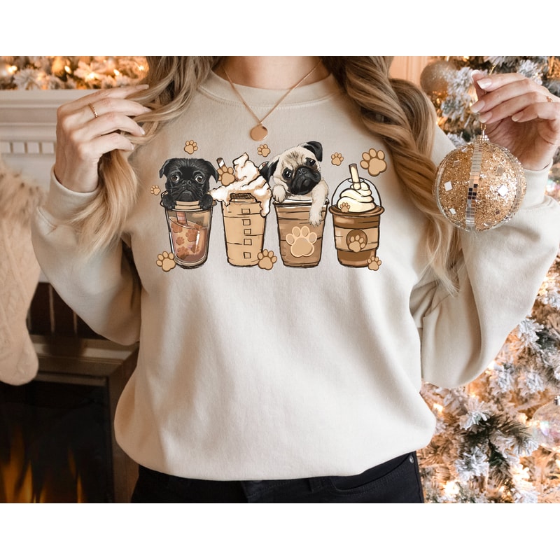 Coffee Dog Mom Sweatshirt, Christmas Sweatshirt, Coffee Lover Sweatshirt, Coffee And Dog, Dog Mom Gift.jpg
