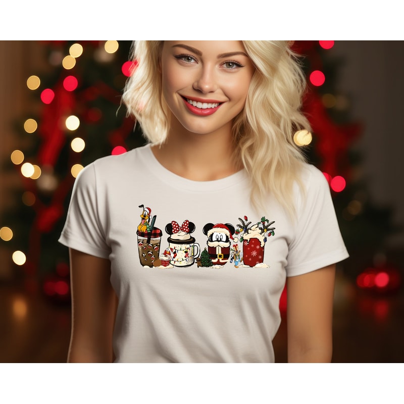 Cute Disney Mickey Minnie Pluto Christmas Coffee T-shirt, Cute Christmas Shirts, Disney Christmas coffee shirts, Mickey fan gift.jpg
