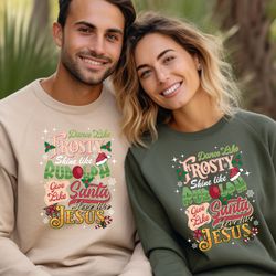 dance like frosty shine like rudolph give like santa love like jesus sweatshirt, cute christmas sweatshirt, christian ch