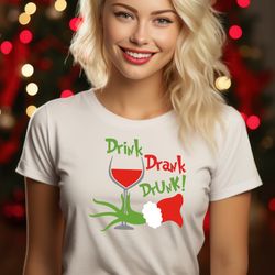 Drink Drank Drunk Christmas Shirt, Funny Christmas Sweater, Xmas Group Crewneck, Winter Season Shirt, New Year Party Shi