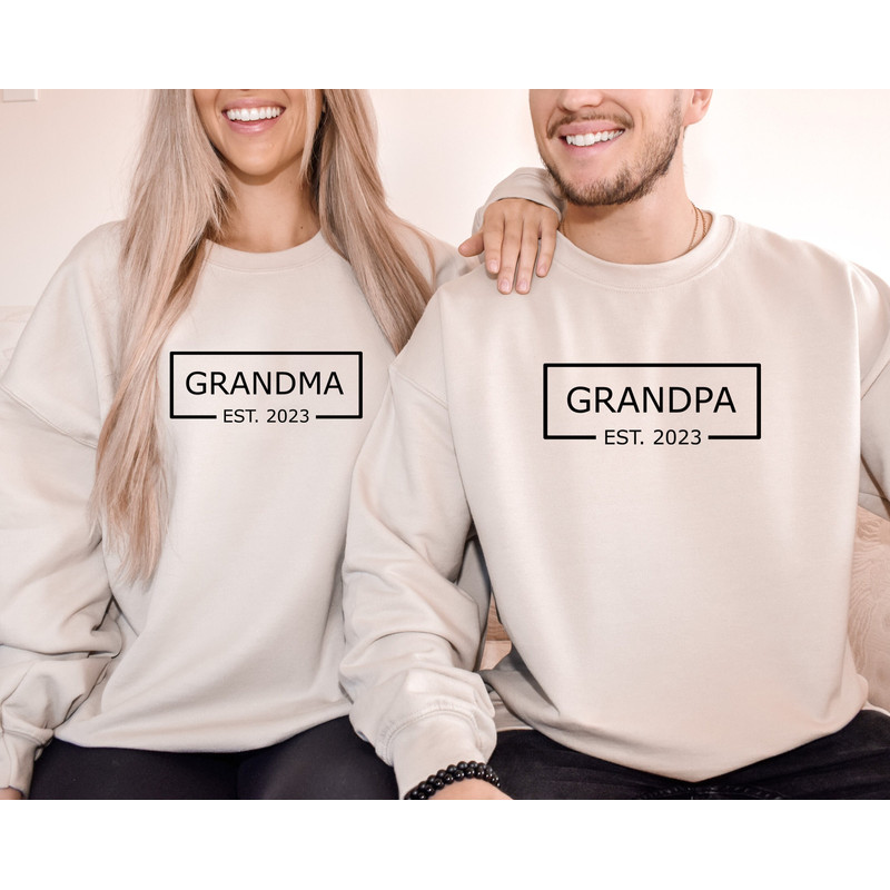 Grandparents 2023 Heart Sweatshirt, Grandma Grandpa Est 2023 Tees, Gift for New Family, Fathers Day Gift, Grandma Mothers Day Hoodie.jpg