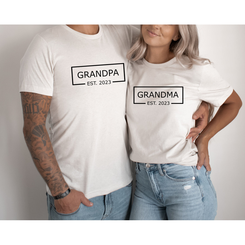 Grandparents 2023 Heart T-Shirt, Grandma Grandpa Est 2023 Tees, Gift for New Family, Fathers Day Gift, Grandma Mothers Day T-Shirt.jpg