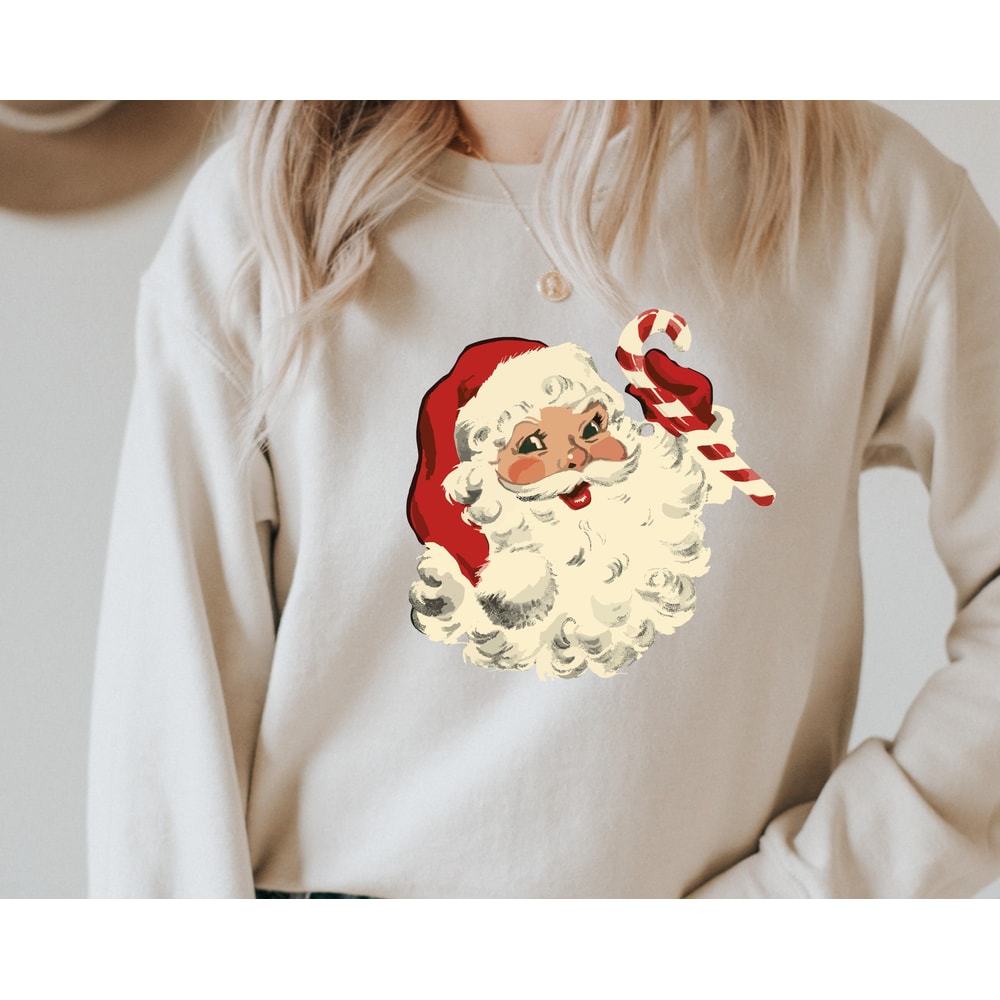 Retro Santa Sweatshirt, Women's Christmas Top, Classic Santa Sweatshirt, Holiday Season Sweatshirt, Ladies Christmas Top, Retro Xmas Attire.jpg
