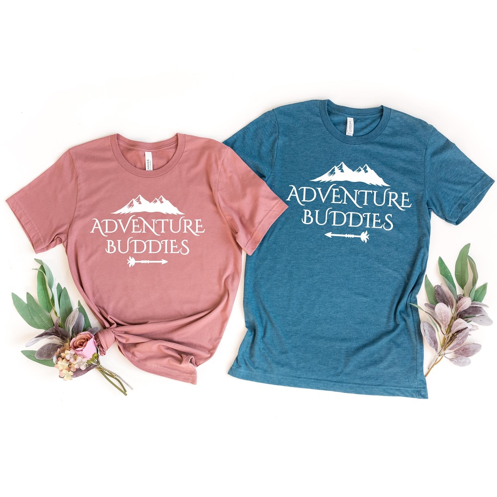 Adventure Buddies Shirt, Road Trip Shirt, Nature Lover Shirts, Matching Honeymoon Tee, Vacation Hiking Tee, Couple Mountains Adventures Tee.jpg