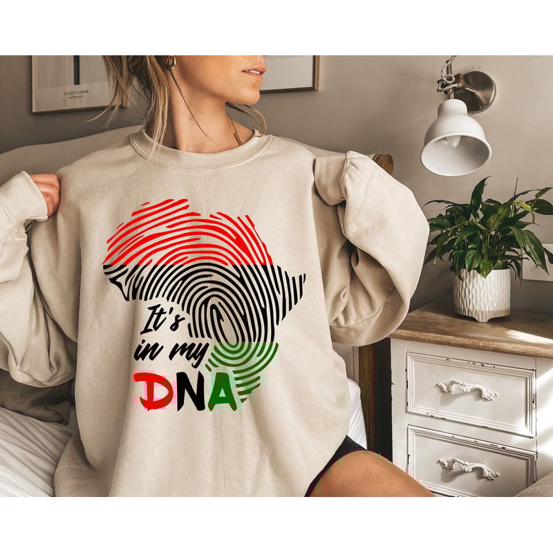 African Pride Shirt, Fingerprint Africa Map Shirt, It's In My DNA Shirt, Africa Native Tee African Roots Sweatshirt Black History Outfit BLM.jpg