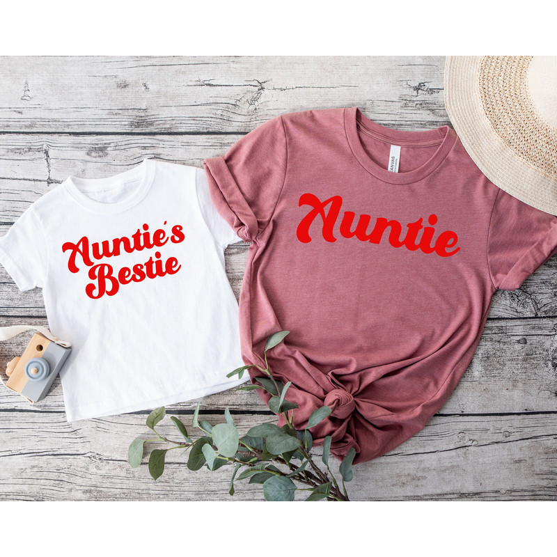 Auntie and Auntie's Bestie Shirt, Auntie Matching shirt, Cute Match Aunt Uncle Nephew Niece, Pregnancy Announcement Tee, Funny Gift for aunt.jpg