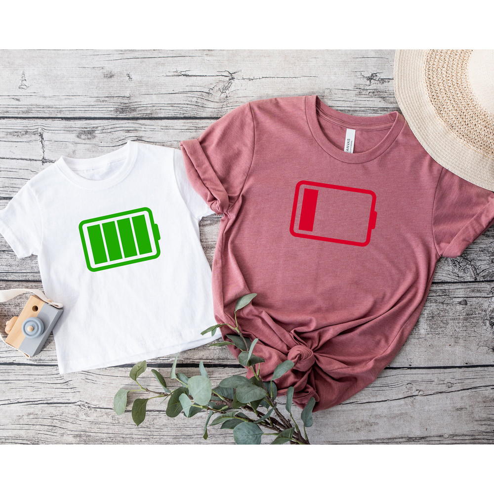 Battery Family Shirt, Low Battery Full Battery Shirt, Funny Family Matching Shirt, Mommy And Me Shirt, Dad And Son Shirt, Battery Sweatshirt.jpg