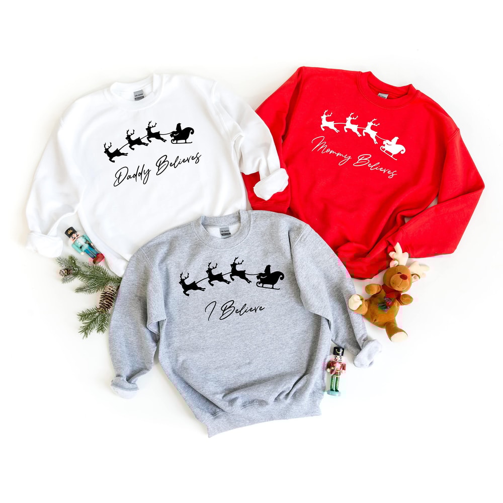 Believe Christmas Shirt, Christmas Party Shirt, Christmas Family Sweatshirt, Family Matching Tee, Christmas Holiday Gift Xmas Matching Shirt.jpg
