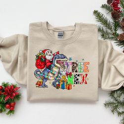christmas t-rex toddler sweatshirt, santa riding dinosaur christmas shirt, t-rex christmas shirt, funny christmas party