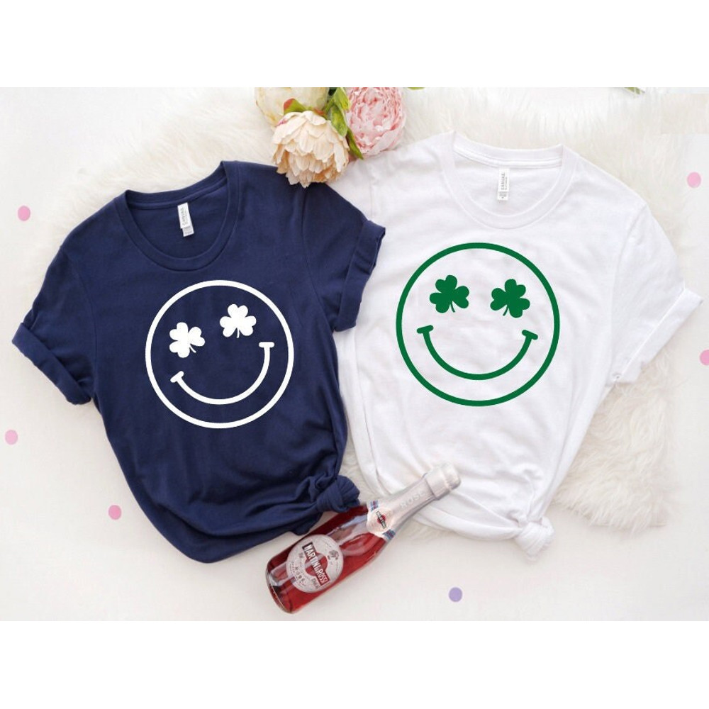 Clover Shamrock Smile St. Patrick's Day Shirt, cute Lucky shirt, St Patricks Day Sweatshirt, Happy St Patty's Day Gift, luck Irish Day Shirt.jpg