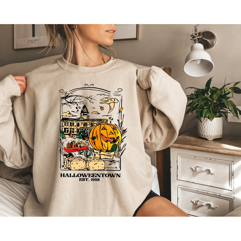 Custom Halloweentown University Est 1998 Crewneck Sweatshirt, Halloweentown T-Shirt, Halloween Town Shirt, Halloween Town Hoodie, Her Outfit.jpg