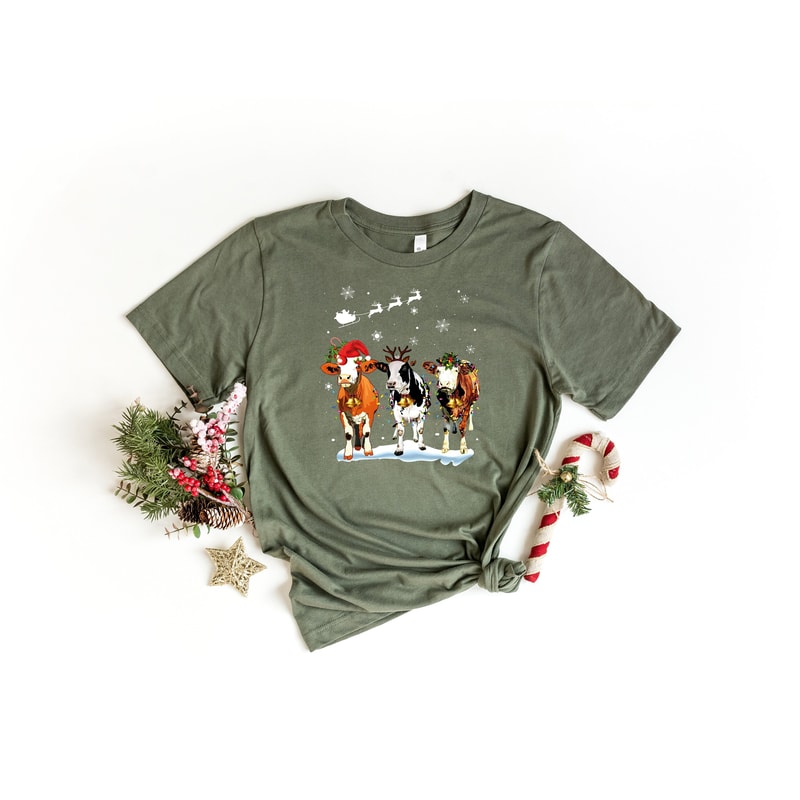 Cute Cow Christmas Lights Christmas Shirt, Funny Heifers Xmas Shirt, Cow Holiday Shirt, Cow Lover Xmas Gift, Farm Christmas Tee, Cow Farm.jpg