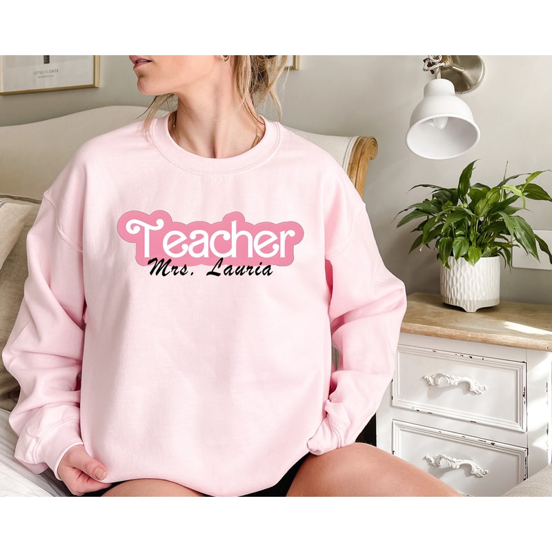 Cute Shirt for Teacher Team, Summer Teacher Tshirt, Pink Teacher Sweatshirt, Personalized Teacher Shirt, Back to School, Women Teacher Gifts.jpg