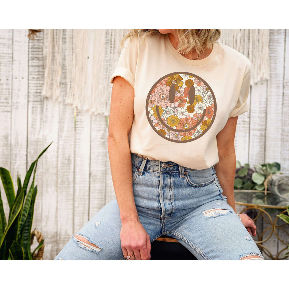 Cute Smile Shirt, Smiley Face Shirt, Flower Happy Face Shirt, Flower Smiling Face Tee, Smile flower Tee, Trendy Smile Face Positivity Shirt.jpg