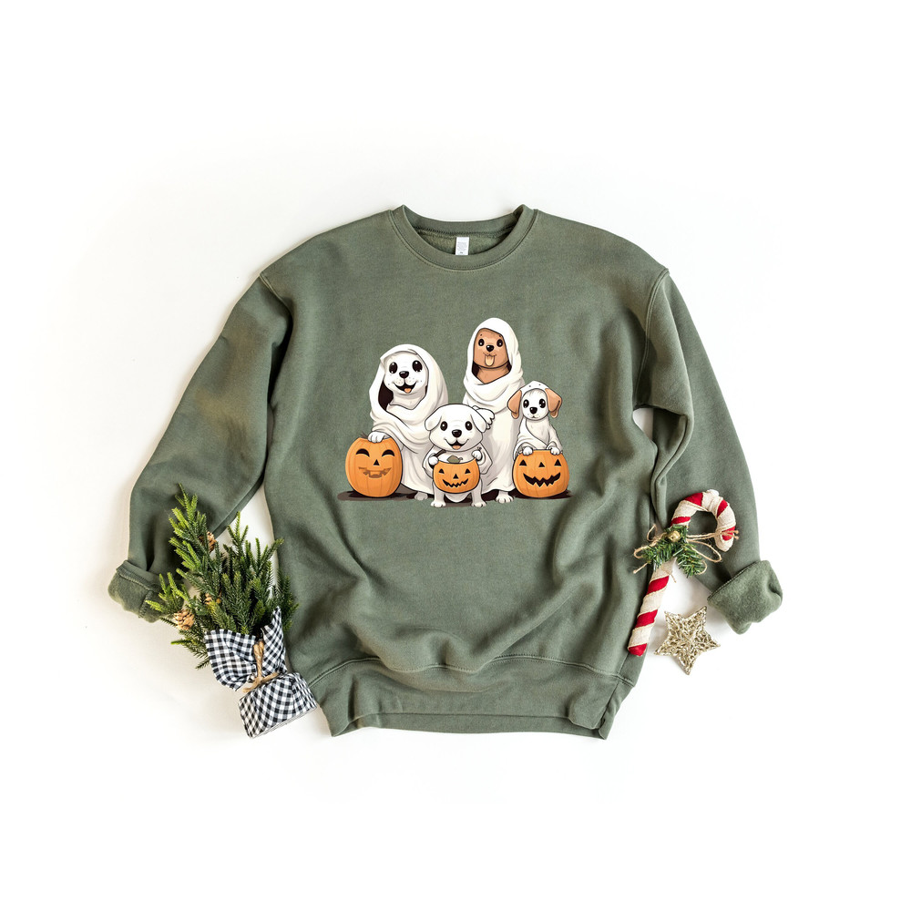 Dog Halloween Shirt, Ghost Shirt, Ghost Dog TShirt, Cute Fall T-shirts for Women, Halloween Sweatshirt, Retro Spooky Season, Dog Lover Kids.jpg