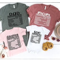 family matching nutrition facts tshirt, grandpa grandma father mother sister brother nutrition facts, funny family shirt