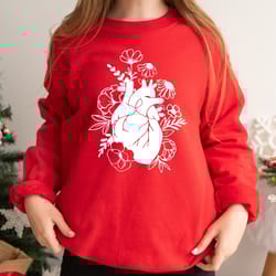 floral heart sweatshirt, floral heart shirt, nurse shirt, doctor shirt, floral anatomical heart, flowers heart gift, hea