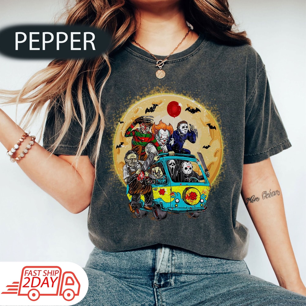 Horror Movie Characters Comfort Colors Shirt, Friends Horror Movie Shirts , Horror Characters Shirt, Halloween Friends Shirt Mystery Machine.jpg