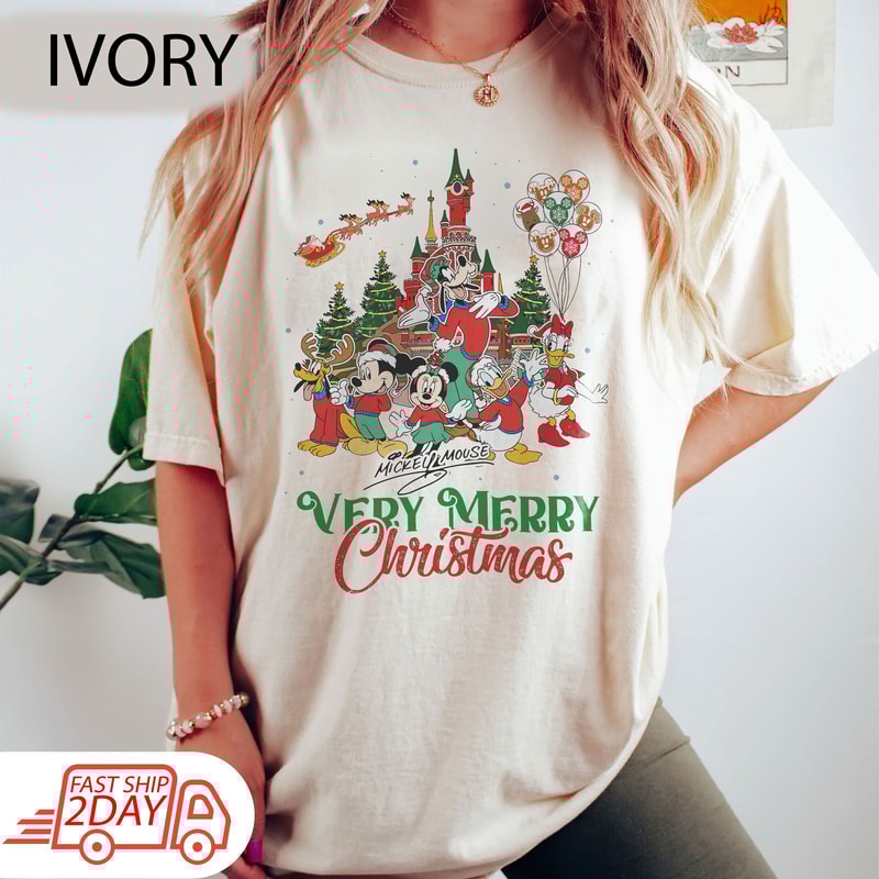 Mickey's Very Merry Christmas Party 2023 Comfort Colors Shirt, Mickey And Friends Christmas Shirt, Vintage Disney Family Christmas Shirt.jpg