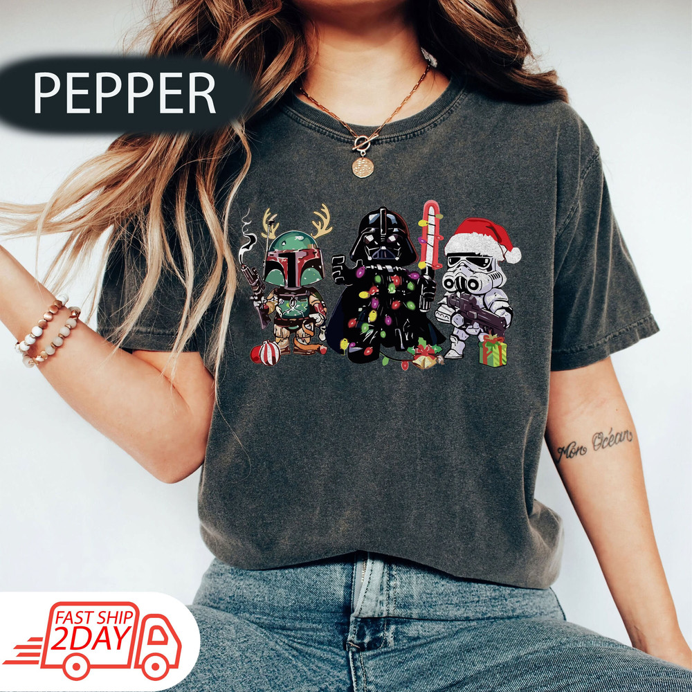 Star Wars Christmas Comfort Colors Shirt, Darth Vader Christmas Shirt, Baby Yoda Christmas Shirt, Funny Christmas Shirt Disney Christmas Tee.jpg