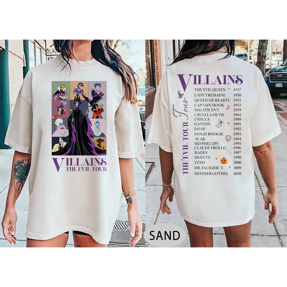 Two-Sided Vintage Disney Villains Evil Tour Shirt Disney Evil Friends 2023 Matching Shirt Retro Disney Villains Characters Concert Music Tee.jpg