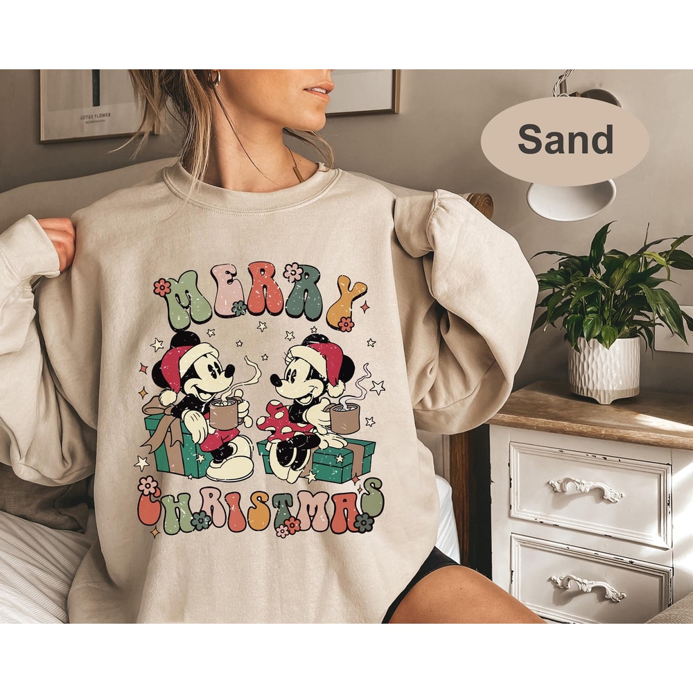 Vintage Disney Couple Mickey And Minnie Mouse Christmas Sweatshirt, Mickey's Very Merry Xmas Party shirt, Disneyland Vacation Holiday Gift.jpg