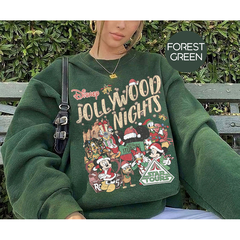 Vintage Disney Jollywood Nights Christmas Sweatshirt, Hollywood Studios Christmas Tee, Mickey And Friends Christmas Shirt, Disney Christmas.jpg