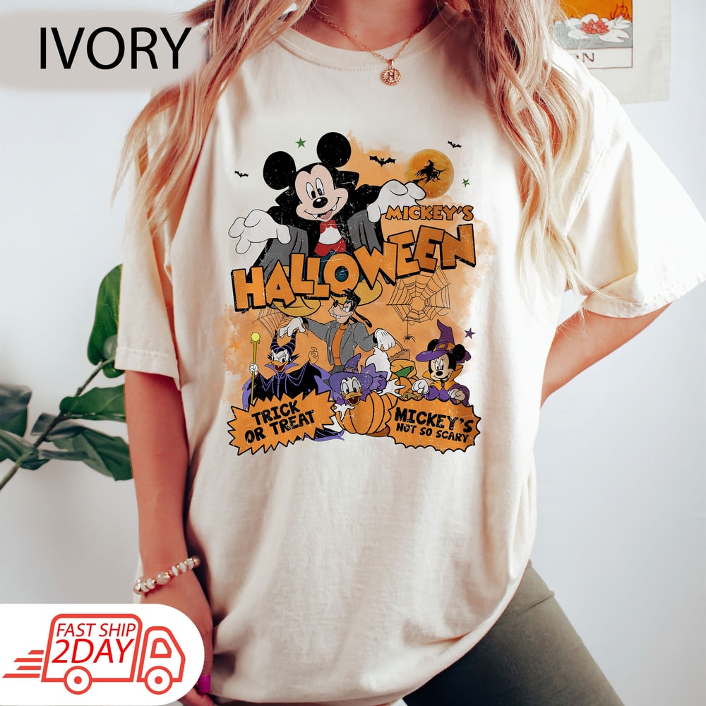 Vintage Disney Mickey and Friends Halloween Shirt, Disney Halloween Comfort Colors Shirt, Halloween Pumpkin Shirt, Halloween Matching Shirts.jpg