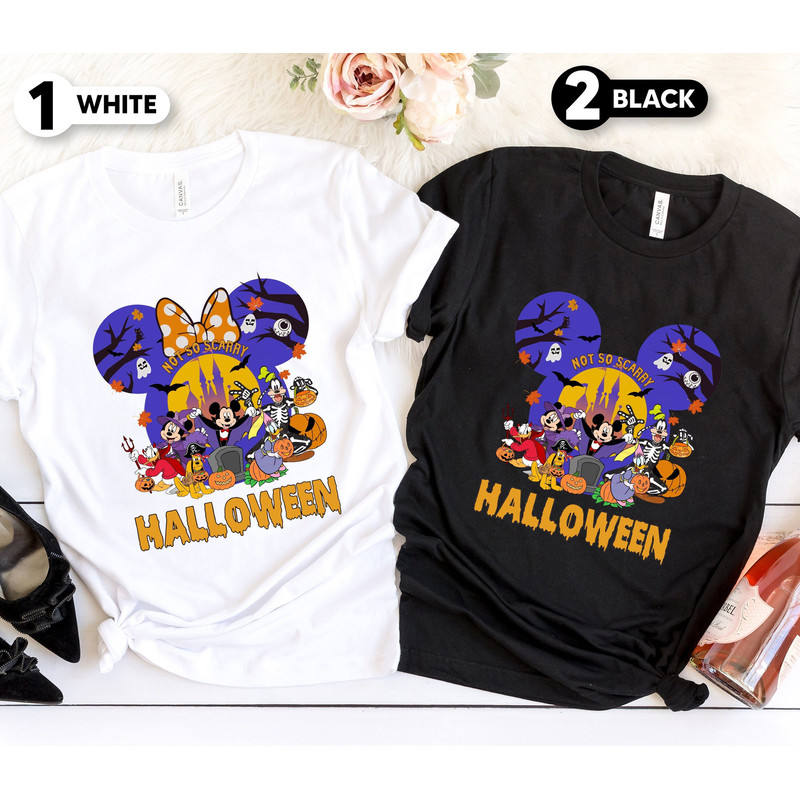 Vintage Disney Mickey And Friends Halloween Shirts, Disney halloween shirt, Mickey So Scary, Disney matching shirt, Disneyland halloween Tee.jpg