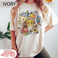 vintage floral lion king comfort color shirt, timon and pumbaa shirt, floral disney shirt, disney woman shirt, disney tr