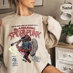 vintage spider man sweatshirt, spider punk sweatshirt, spider man across the spider-verse shirt, marvel shirt, marvel fa