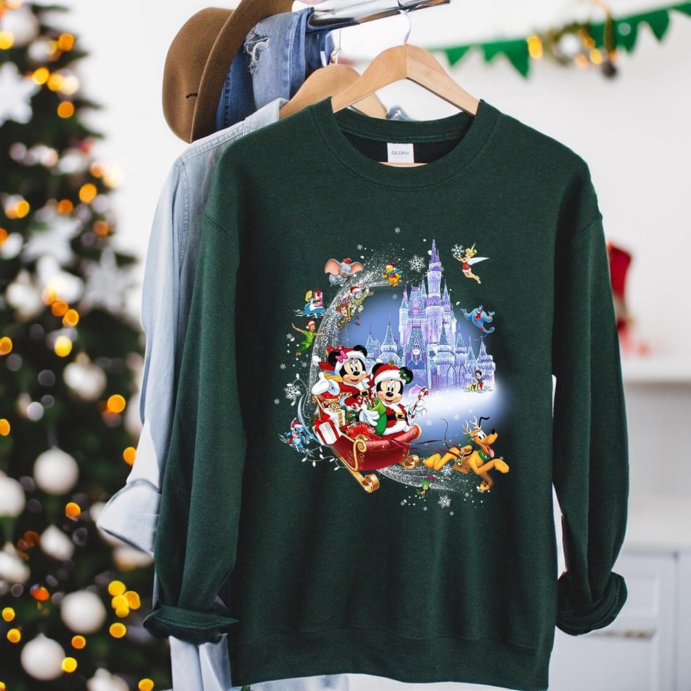 Disney Sleigh Rides Sweatshirt, Minnie Mickey and Pluto's Sleigh Rides Sweatshirt, Disney Christmas Sweatshirt, Tinkerbell Shirt.jpg