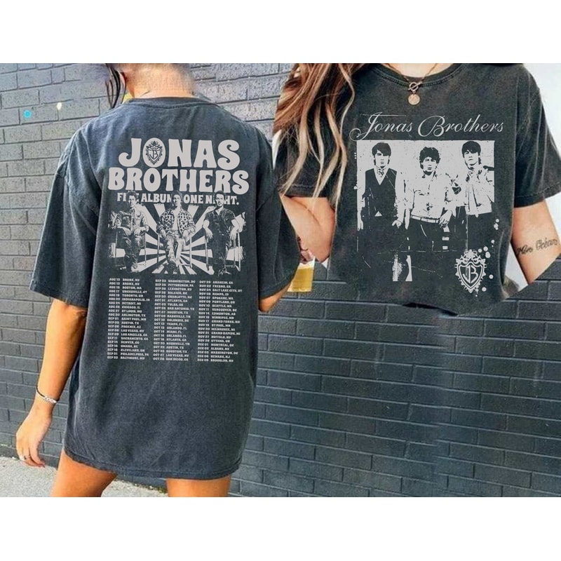 Jonas Brothers Vintage T-Shirt, Jonas Five Albums One Night Tour Shirt, Jonas Brothers 2023 Tour Shirt, Jonas 90's Tee, Joe Nick Kevin 1.jpg