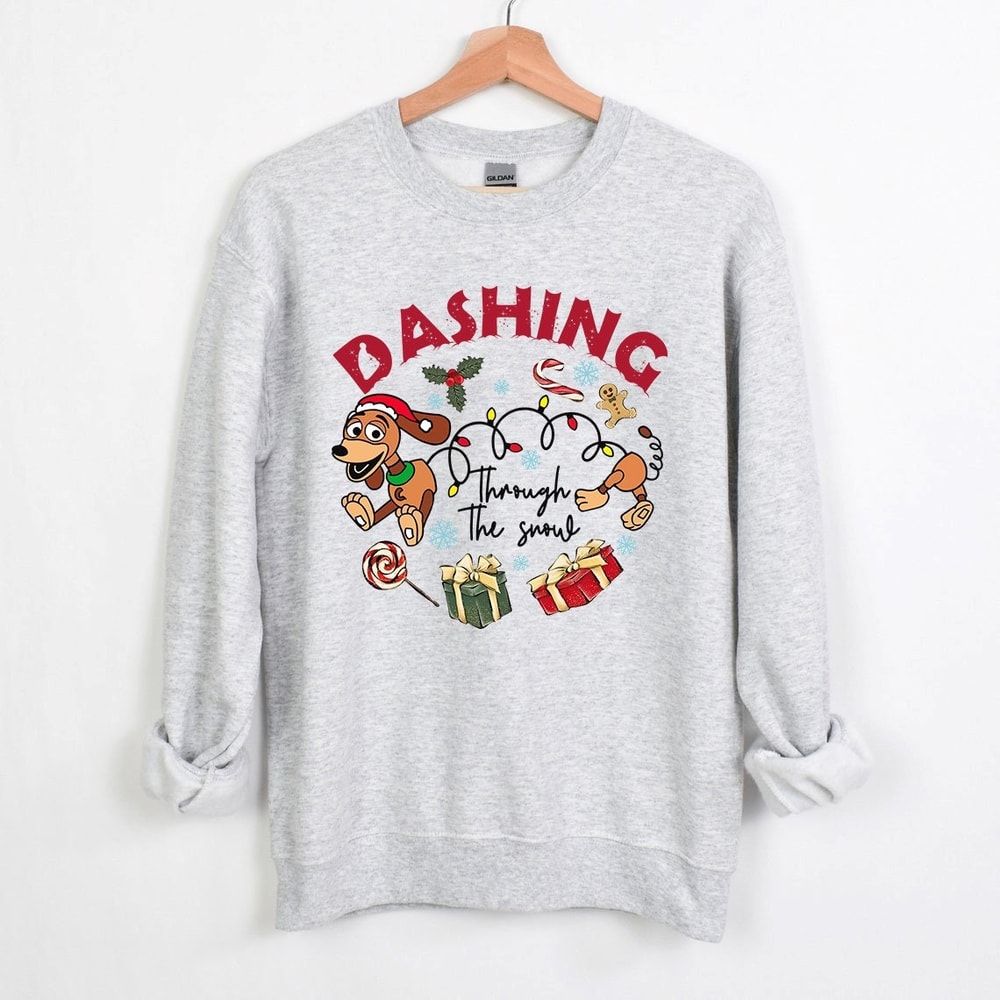 Slinky Dog Christmas Sweatshirt, Dashing Through The Snow Sweatshirt, Disney Christmas Shirt, Toy Story Christmas Sweatshirt 1.jpg