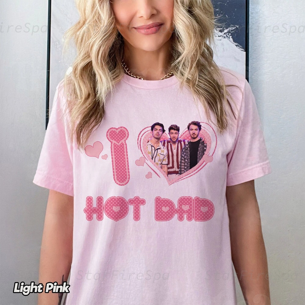 I Love Hot Dads Jonas Brothers Shirt, Vintage Jonas Brothers 90s Shirt, Five Albums One Night, Jonas Brothers 2023 Tour Comfort Color Shirt.jpg