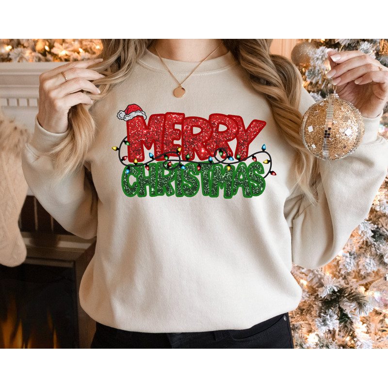 Christmas Sweatshirt, Faux Embroidery Christmas Sweatshirt, Christmas Sweatshirts for Women,Sequins Glitter ,Merry Christmas Sweatshirt.jpg