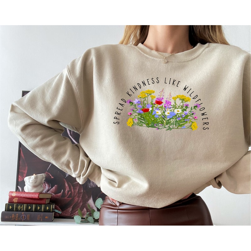 Flower Sweatshirt, Gift For Her, Flower Hoodie Aesthetic, Floral Graphic Tee, Floral Sweatshirt, Flower Sweatshirt, Wild Flower Sweatshirt.jpg